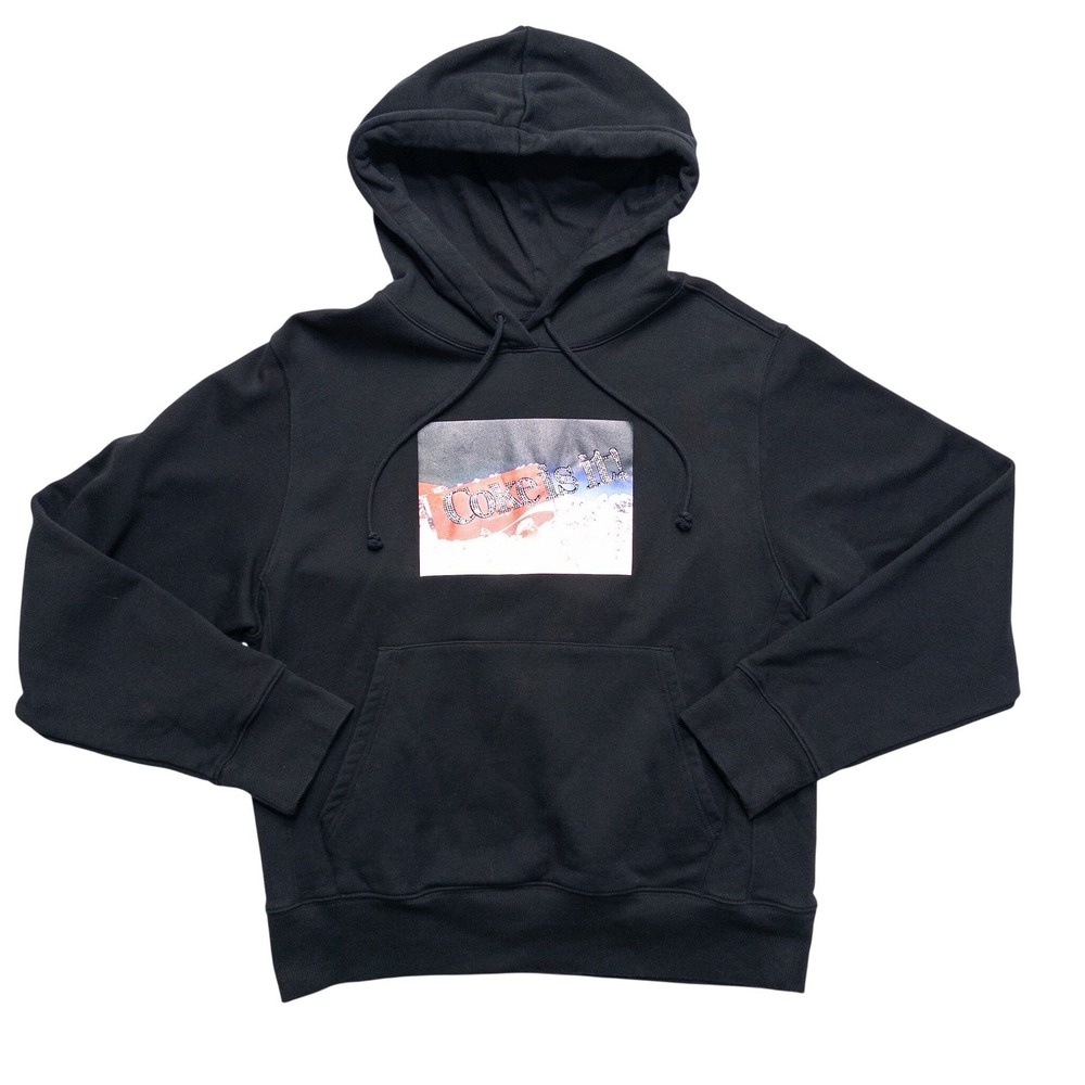 Coca Cola Hoodie Mens XL Parade Black Graphic Sweatshirt Coca Is It Y2K Style